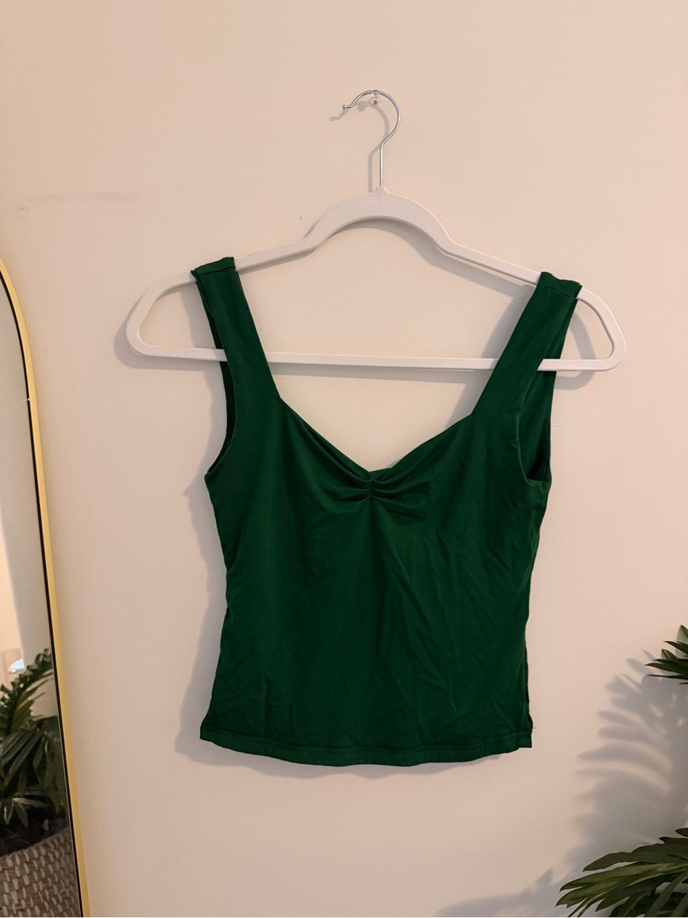 Deep Green Scoop Tank with Center Gather